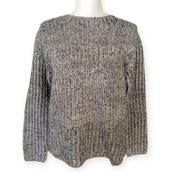 Anthropologie Endless Rose Heather Grey Split Back Sweater - Picture 2 of 7